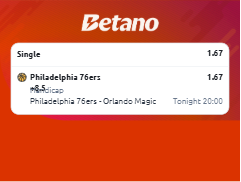 #NBA Aposta Exclusiva da Página 

🏀Orlando Magic 🆚 Philadelphia 76ers 
🎯76ers Handicap +8.5
📊1.67
📚Betano 
💡Aposta na sua gestão c/Responsabilidade

#NBAPicks #Pronostico #Apostas #BettingTips