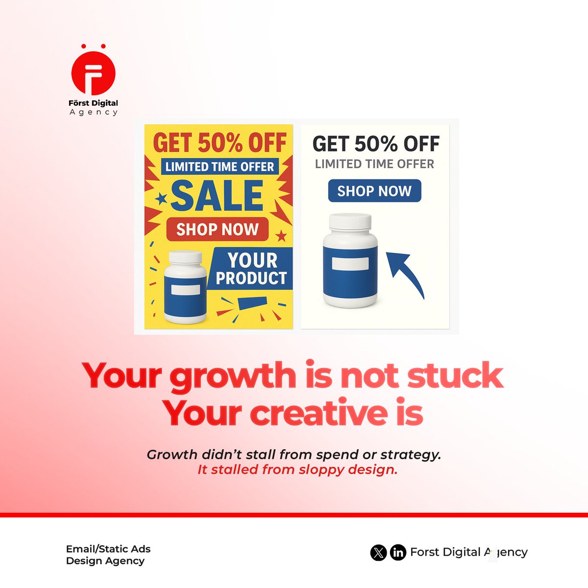 forstdigital's tweet image. Growth didn’t stall from spend or strategy.  
It stalled from sloppy design.  

We cleaned it up.  
Performance came back.  

#CreativeAudit 
#ForstCreative