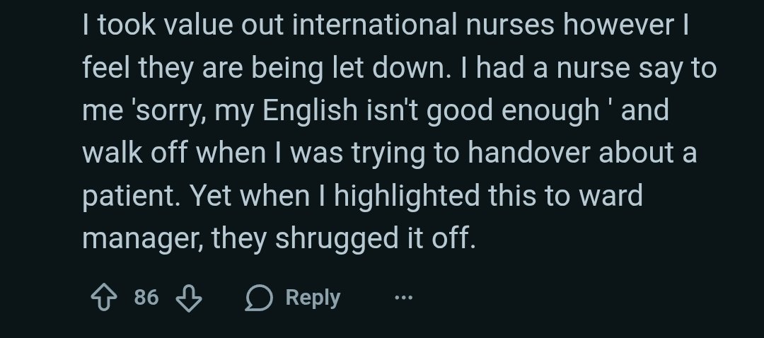 You only have to look at the scandals involving foreign worker qualification fraud and nurses complaining about language barrier issues to understand it's not often racial abuse, it's patient abuse by an NHS that doesn't ensure language fluency or work competency.