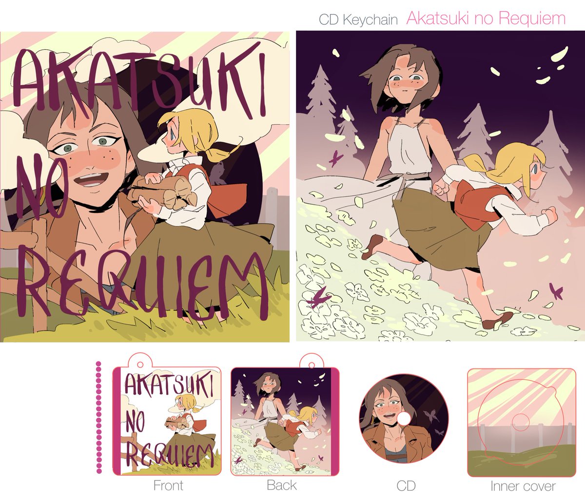 Today, let me introduce my third CD keychain! 💿 This one is inspired by the emotional and powerful AOT song “Akatsuki no Requiem”! 🌄❤️‍🩹