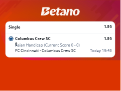 #MLS Playoffs Aposta Exclusiva da Página 

⚽️FC Cincinnati 🆚 Columbus Crew 
🎯Crew Handicap 0.0 
📊1.95
📚Betano
💡Aposta na sua gestão c/Responsabilidade

#MLSPicks #Apostas #BettingTips #Pronostico #Futebol #Crew96