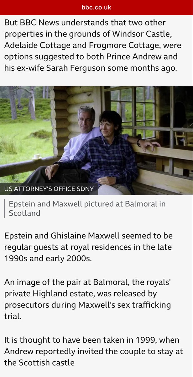 🚨The BBC showing a picture Epstein and Ghislaine Maxwell at Balmoral in Scotland, reporting that they were regular guests at royal residences in the late 1990s and early 2000s.

This is about to blow up.