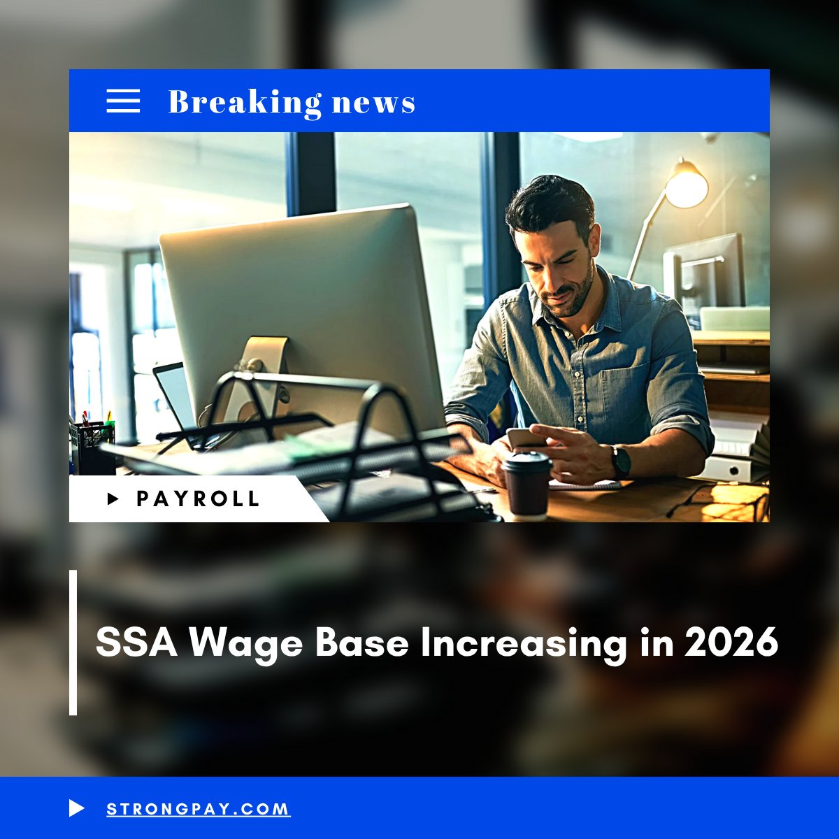 StrongpayPay's tweet photo. Social Security Wage Base Increasing in 2026

The Social Security Administration has announced that the OASDI taxable wage base will rise to $184,500 in 2026, up from $176,100 in 2025.

What this means for employers and employees:
◾Social Security tax rate remains 6.2%
◾Maximum Social Security tax per employee in 2026 will be $11,439
◾Employers match that amount dollar-for-dollar

#StrongerTogether #PayrollYourWay #Compliance