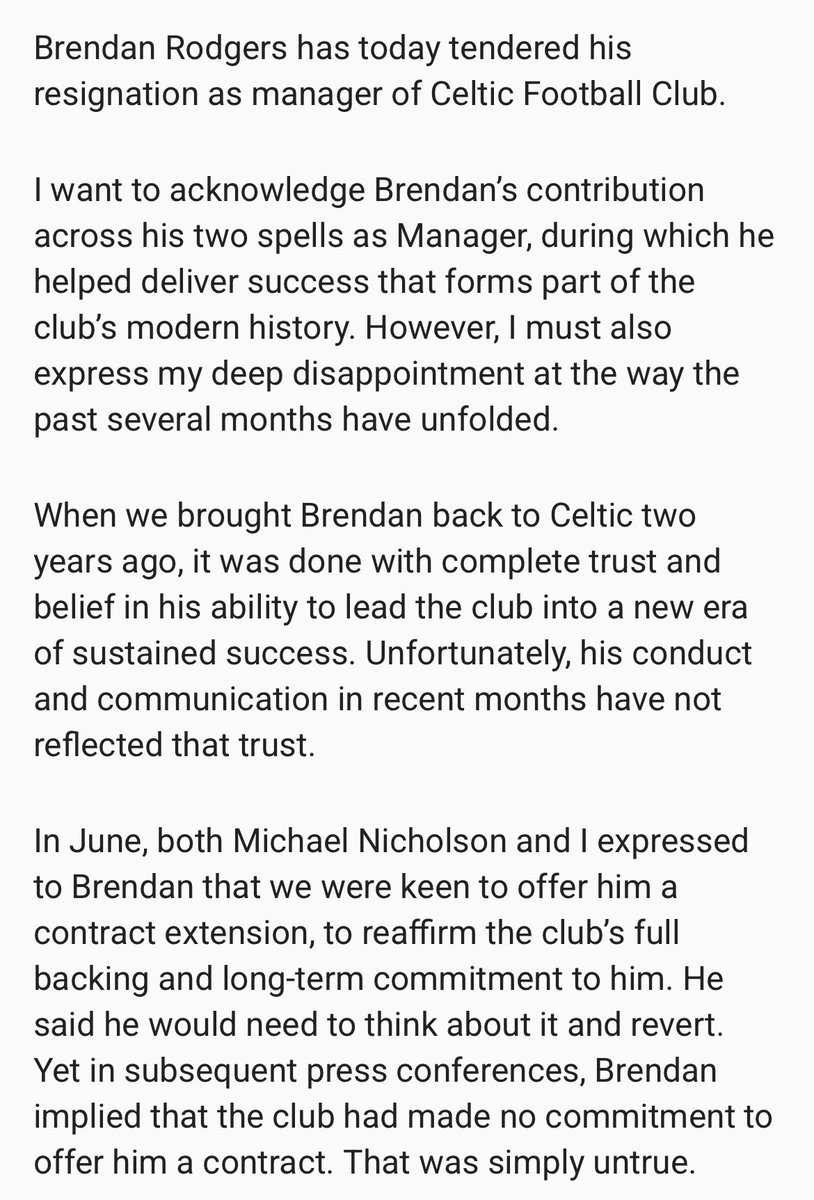 DanielHussey2's tweet image. Absolutely WILD statement from Dermot Desmond tonight about Brendan Rodgers