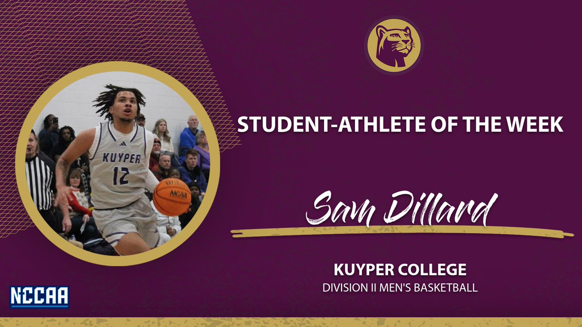 Congratulations to sophomore Sam Dillard on earning NCCAA II Student-Athlete of the Week! 

Sam averaged 20.3ppg and 9.3rpg over the course of the week. He shot an efficient 49% from the field. 

Congratulations to Sam on earning this national recognition! 

#GoCougars