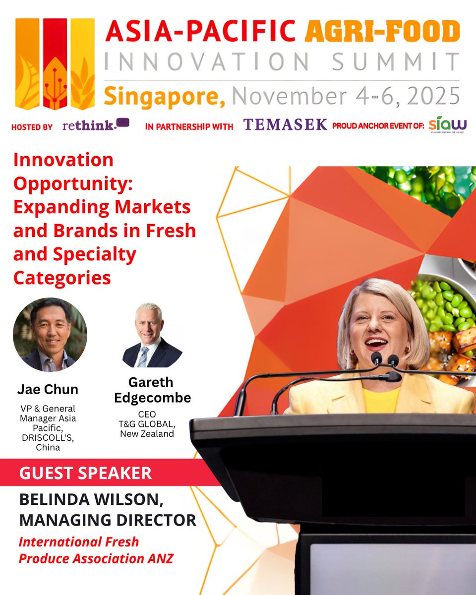 Showcasing Australia and New Zealand, IFPA ANZ Managing Director Belinda Wilson will lead an international discussion at the Asia-Pacific Agri-Food Innovation Summit.

Seats are filling fast – secure your place at Asia’s premier agri-food summit.