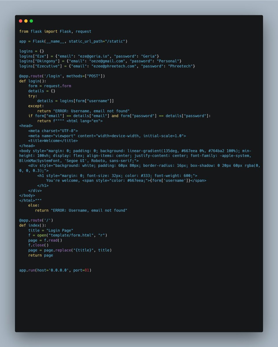 dkingony's tweet image. Day 80 of 100
Yesterday, I collected data from users, but had no way to access it. Today, I learn learnt how to deal with data from forms using the #flaskframework 👨🏾💻
It feels super cool working with #python on the web 😌
#Replit100DaysOfCode #100DaysOfCode #LearnInPublic