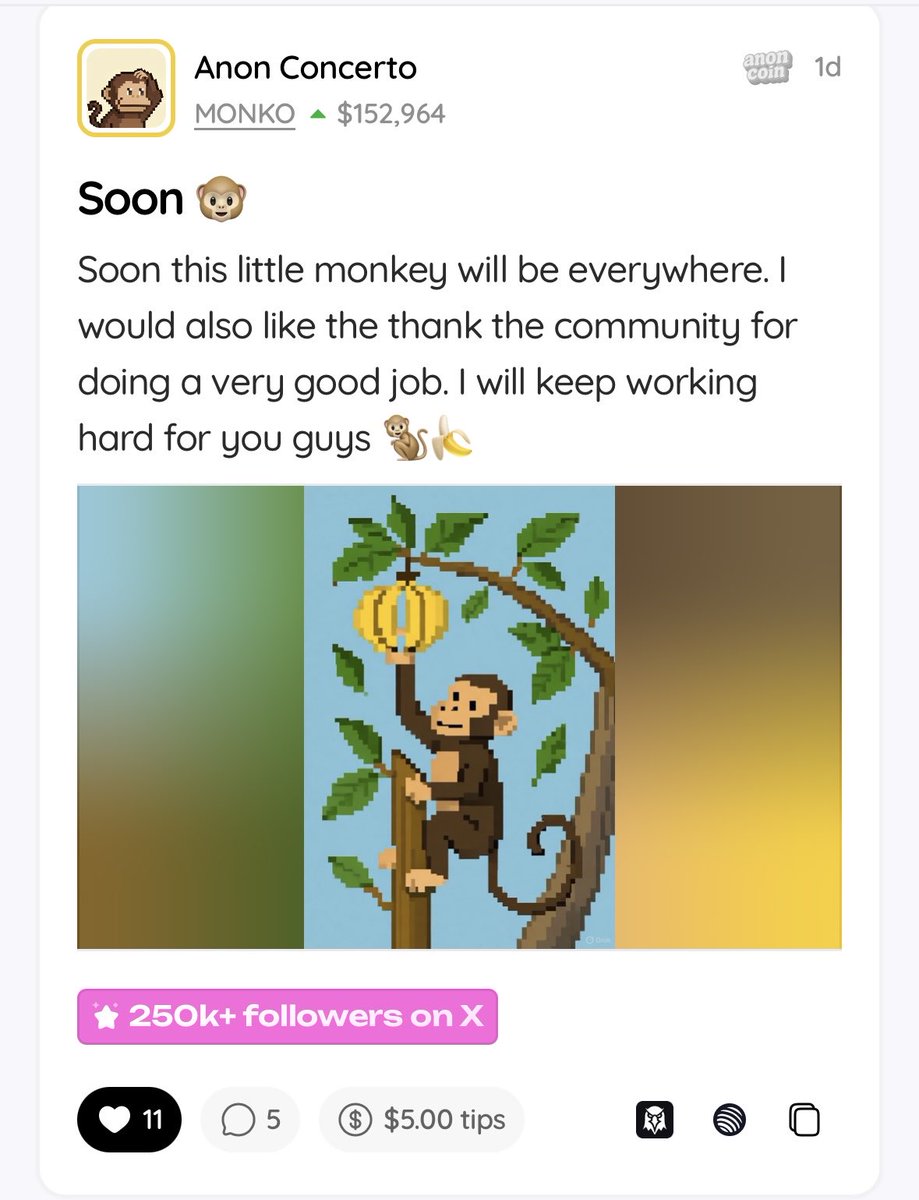 🚨 Something big is happening behind $MONKO 👀 on the <a href="/anoncoinit/">Anoncoin</a> launchpad

Here’s where it gets wild:
This launchpad lets you anonymously create a coin and leave subtle clues about your identity — like your follower count and who follows you.

Now, $MONKO was created by a KOL