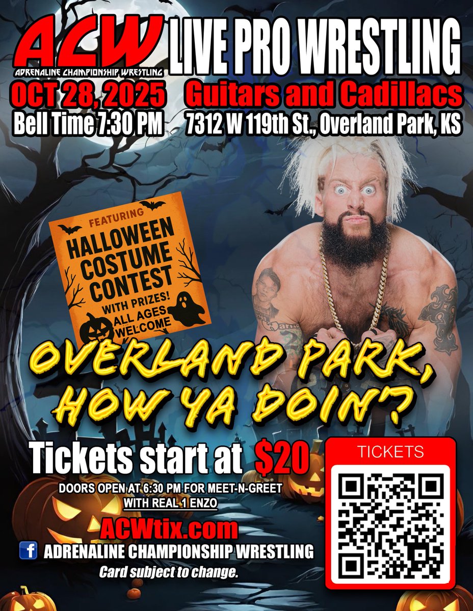 ACW_Pro's tweet image. This Tuesday October 28th ..

Overland Park , Kansas !.. 

Featuring …

.@real1 …

.@realellsworth …

And more … 

ACWTIX.com for tickets 🎟️..