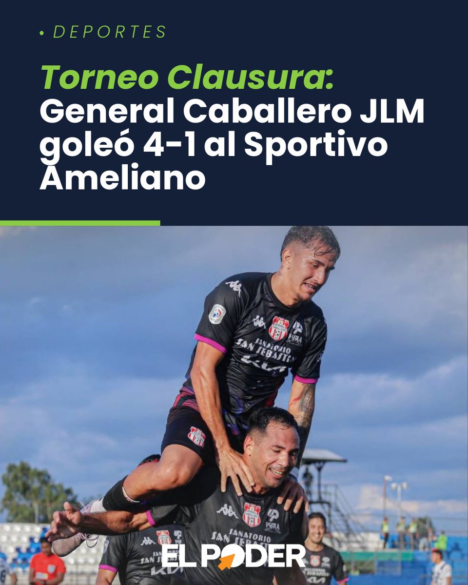elpoderpy's tweet image. ⚽ Con un doblete de Teodoro Arce, uno de Clementino González y otro de Osmar Giménez, General Caballero goleó 4 a 1 a Ameliano, que descontó a través de Elvio Vera de penal en Villeta.
#ElPoderPy #Deportes #TorneoClausura