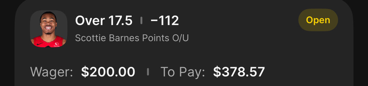 🚨KIRK’S 10/27 POTD🚨

Scottie Barnes o17.5 -112 (2u)

POTD: 13-9

#potd #nba