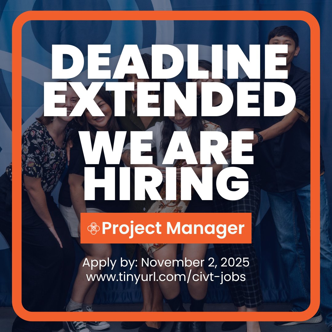 CivicThread's tweet image. DEADLINE EXTENDED! There is still time to join our team. Apply for the Project Manager position by November 2, 2025. Shape your future and contribute to meaningful work.