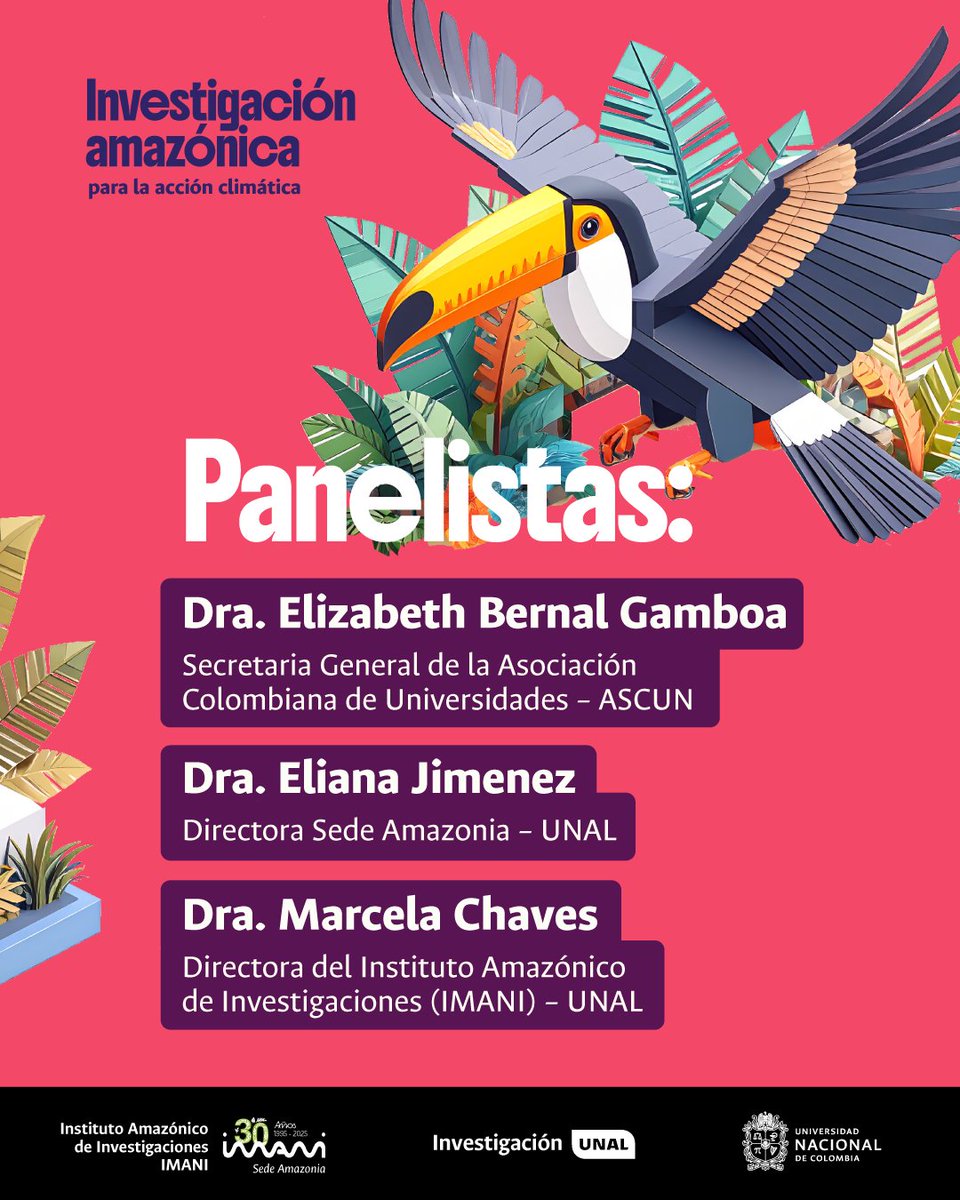 🌿 Rumbo a la COP30, la @unaloficial abre un espacio para dialogar y posicionar la investigación amazónica colombiana en la agenda internacional.

🗓️ Viernes 31 de octubre
🕚 11:00 a. m. – 12:00 m.
💻 Conéctate vía Google Meet 👉 ow.ly/cyLu50XiuNe