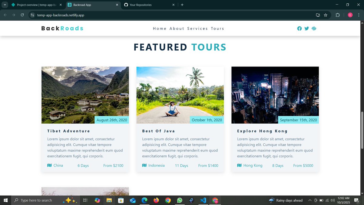iamambrose_'s tweet image. 💻 Just dove into REACT🏌️
A thrilling ride! From overwhelming concepts like hooks & JSX with reusable code & dynamic UIs 💻
Check it out🔗temp-app-backroads.netlify.app
Your thoughts? 🤔
 #ReactJS #webdevelopmentframework  #LearnToCode #WebDevelopment #CodingJourney #CodingLife