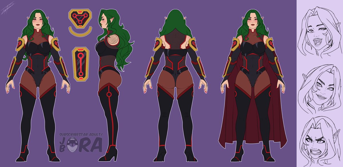 A model sheet comm for <a href="/mazarathegrin/">Mazarathegrin🔞</a> 

As a casual reminder that I enjoy doing character model references and updating designs, it's a ton of fun.