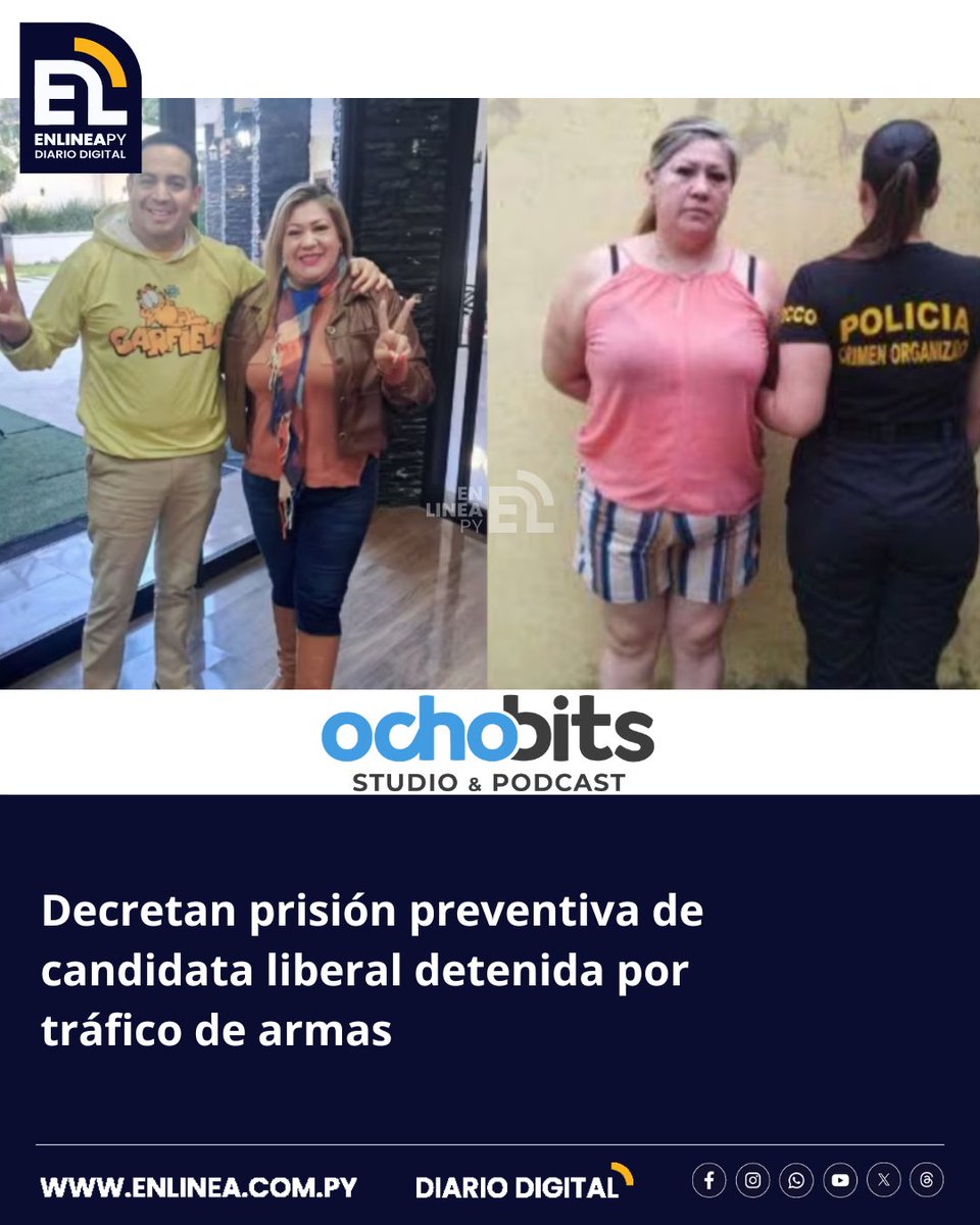 enlinea_py's tweet image. La justicia decretó la prisión preventiva de Graciela Elizabeth Ledesma Samaniego, precandidata a concejal de Villa Elisa por el PLRA, detenida el fin de semana en el marco de una operación contra el tráfico internacional de armas.
enlinea.com.py/decretan-prisi…