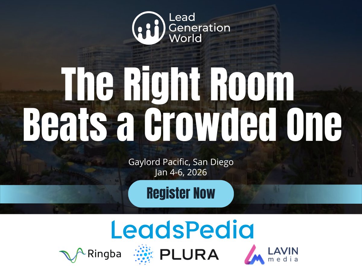 LeadGenerationW's tweet image. Big crowds don’t close big deals.

Lead Generation World 2026 brings the decision-makers — lead buyers, execs &amp;amp; innovators who drive the industry forward.

📅 Jan 4–6 | San Diego

👉 leadgenerationworld.com
#LeadGenWorld #MarketingConference
