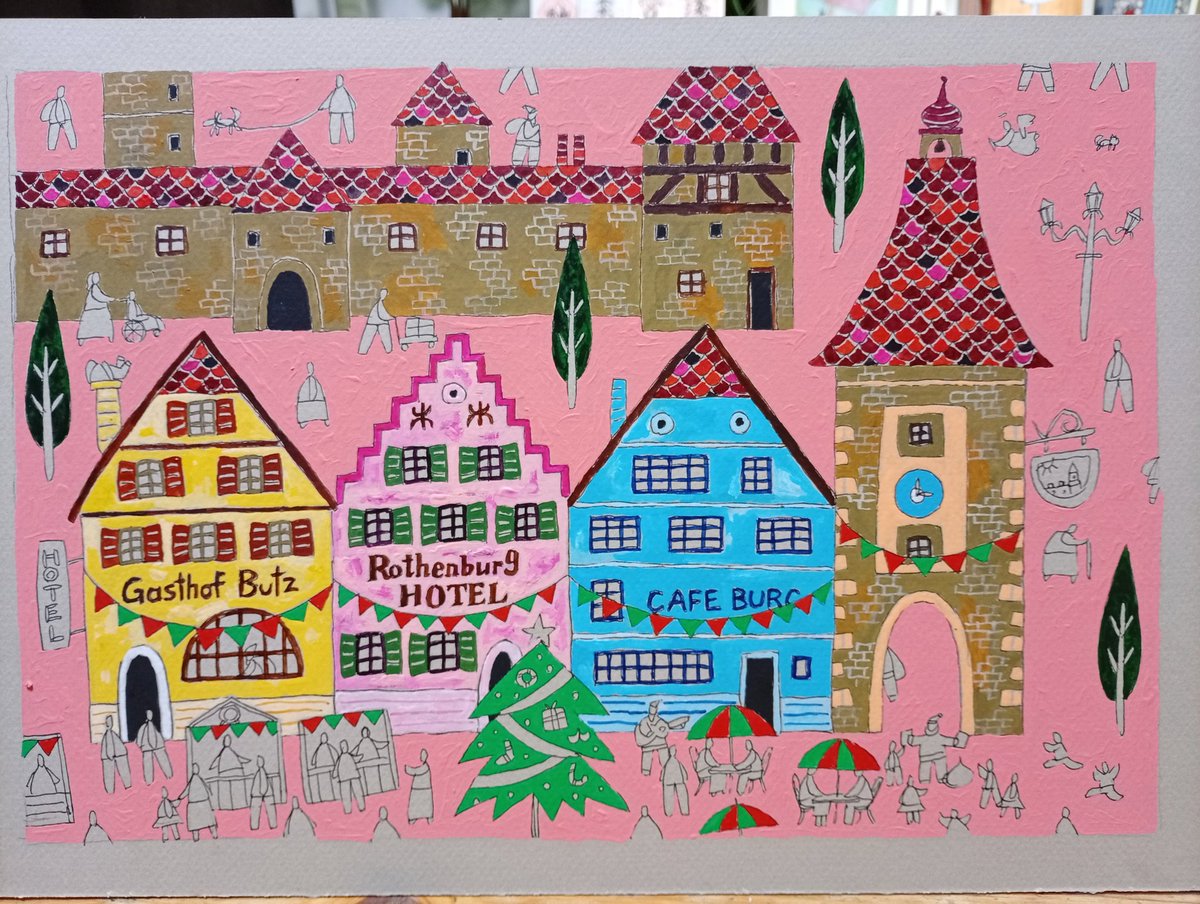 奥村ユズル 水彩画原画 英国パブ「熱心な詩人」 奥村ユズル 水彩画原画