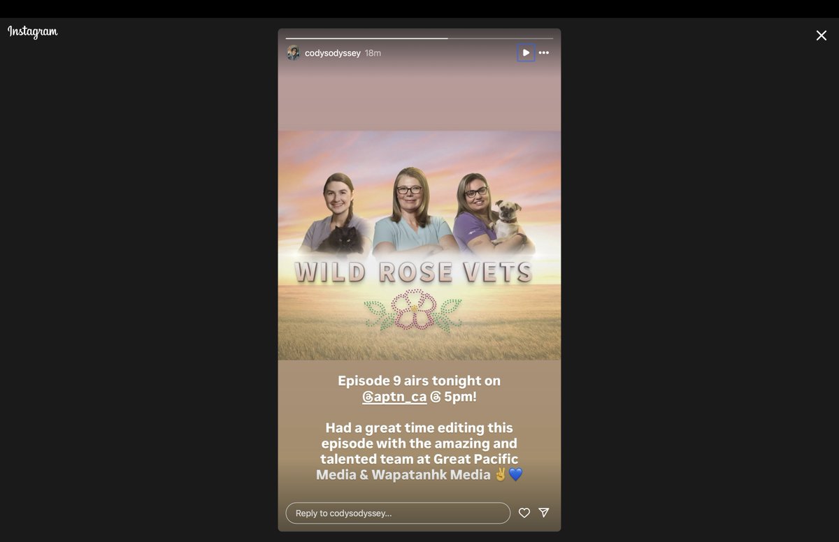 WebMaxCanada's tweet image. Love seeing great local talent shine!
Wild Rose Vets Ep. 9 airs tonight @ 5 PM APTN - edited by the fab Dakota Morton alongside fantastic teams  Great Pacific Media &amp;amp; Wapatanhk Media
Excited to tune in, cheer on, this group of AMAZING creatives telling CANADIAN stories so well!