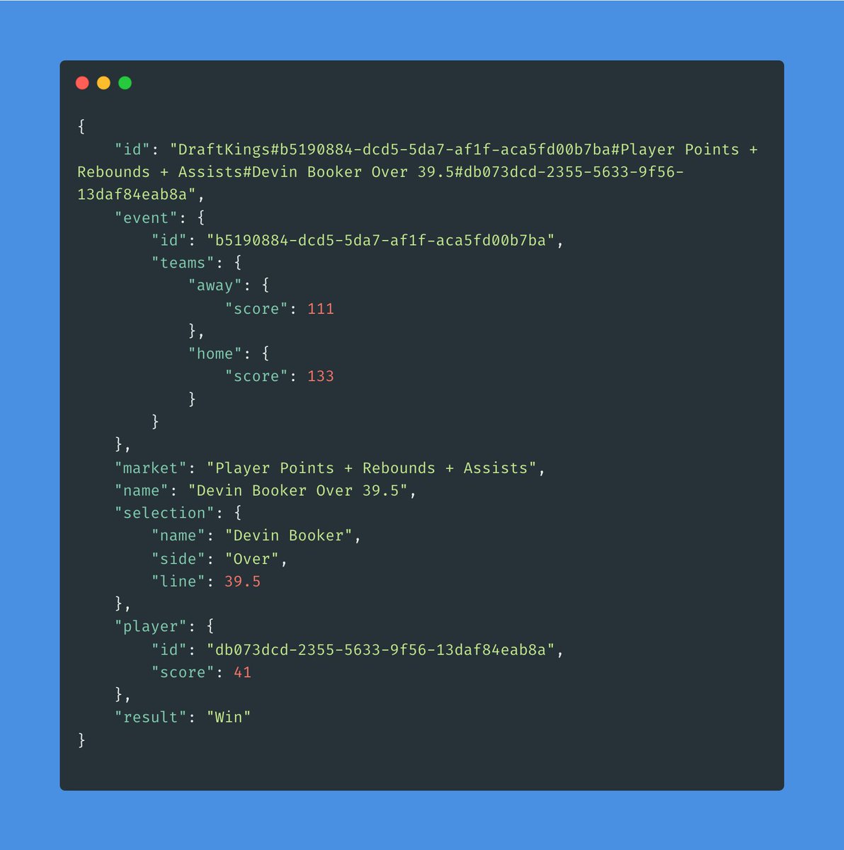 OddsBlaze_API's tweet image. Now available: BET GRADER ⚡️

Real-time results for 100+ markets, including 60+ player props across NFL, NBA, MLB &amp;amp; NHL.

Bet grader is included with every plan &amp;amp; is expanding fast — every league will be supported soon.