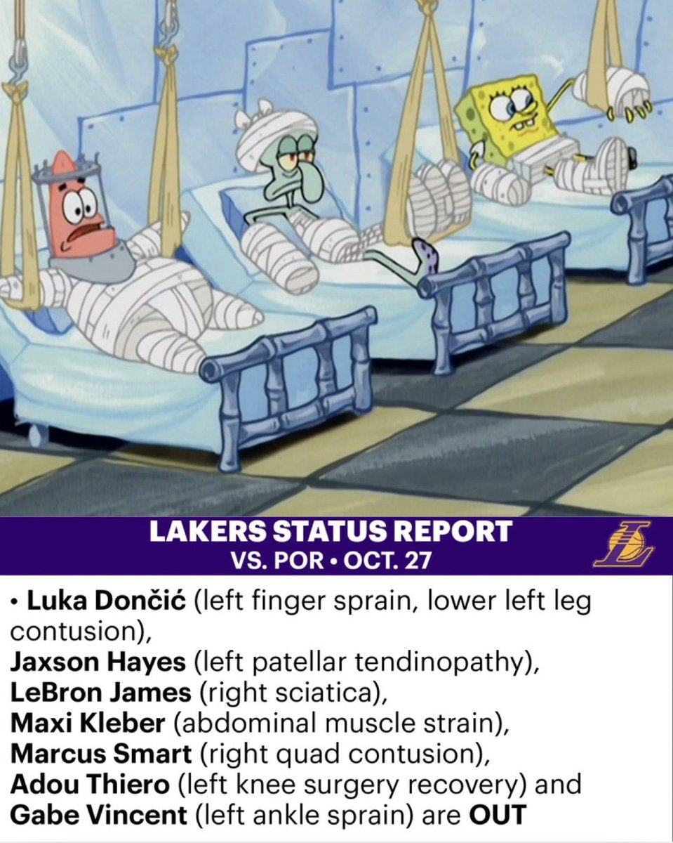 Half of the Lakers' roster is on the injury list 😭
