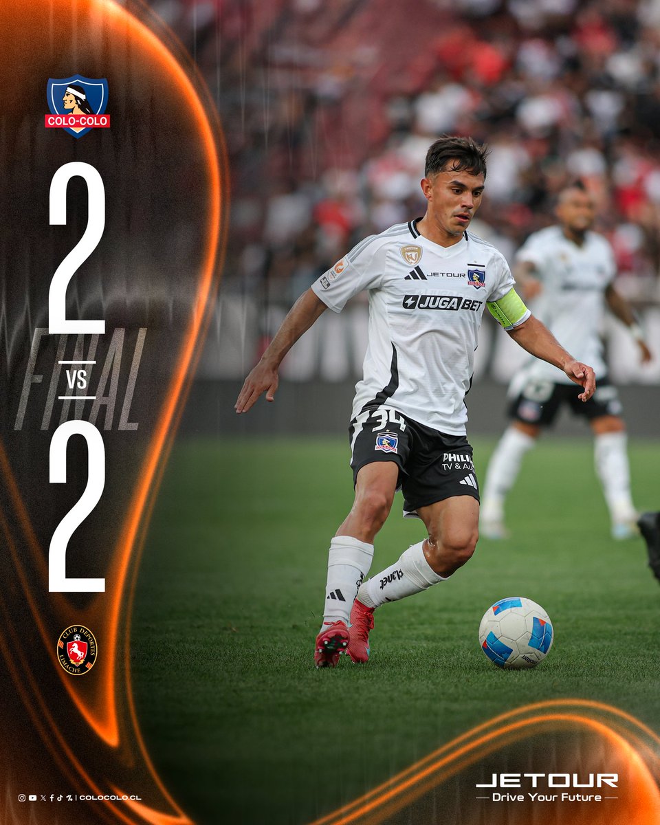 ColoColo's tweet photo. Terminó el partido ⚪️⚫️

Empate 2️⃣ - 2️⃣ en el Estadio Nacional ante Deportes Limache.

Presentado por Jetour.

#𝑉𝑎𝑚𝑜𝑠𝐶𝑜𝑙𝑜𝐶𝑜𝑙𝑜 • #𝐶𝑒𝑛𝑡𝑒𝑛𝑎𝑟100 https://t.co/KRTMOO0WkE