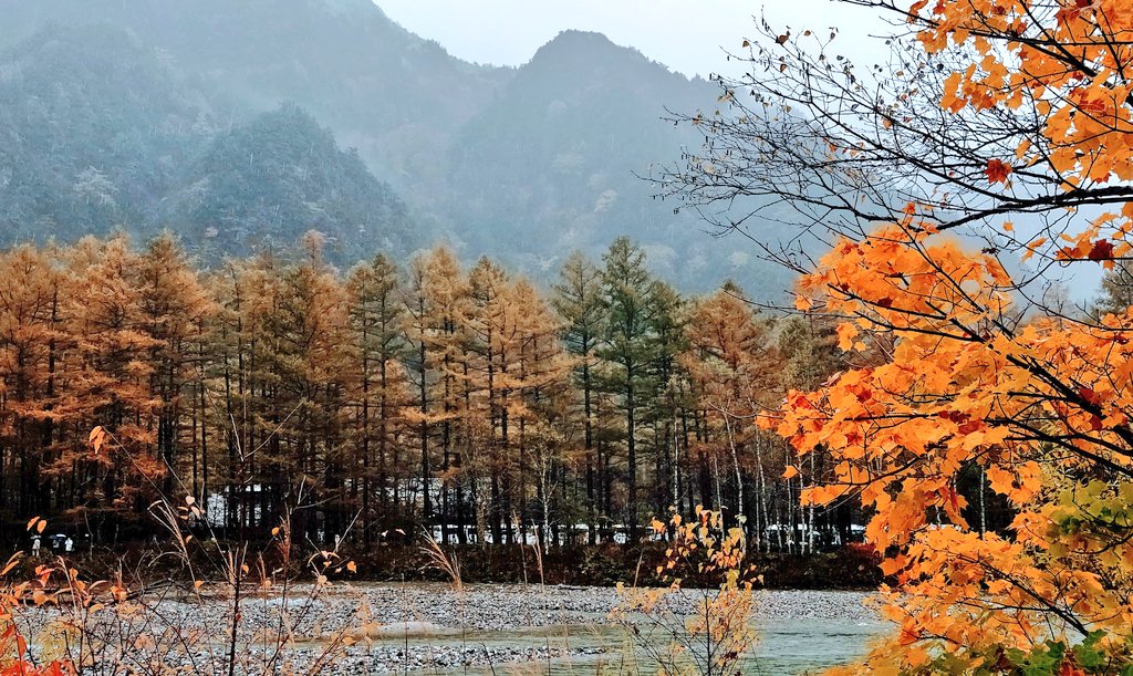 おはようございます👋😃
雨の朝🌅気温もぐっと低くなり寒っ🥶

穏やかな一日になりますように🍀

#上高地
#紅葉