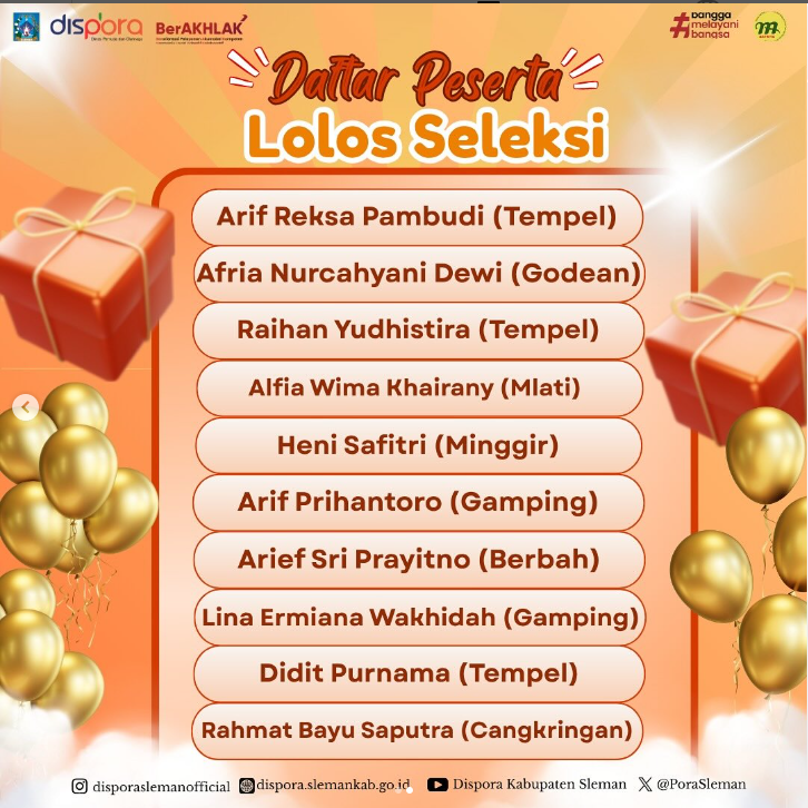 PoraSleman's tweet photo. Hallo sobat pora ✊️
Seleksi juragan muda sudah memasuki babak akhir...
Berikut kami sampaikan peserta yang lolos 10 besar juragan muda, dan berhak memperoleh apresiasi dari kami. https://t.co/39ItDQecp5