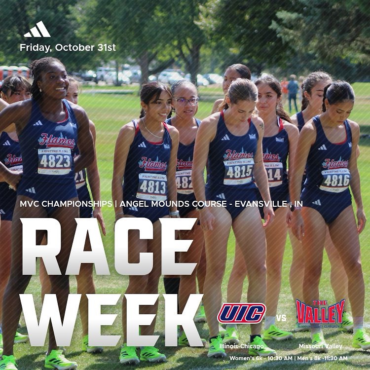 UIC_XCTF's tweet image. It’s Race Week 🔥
Support our Flames Cross Country Team at the Missouri Valley Championships this Friday 👏🏽

#ChicagosCollegeTeam | #FireUpFlames