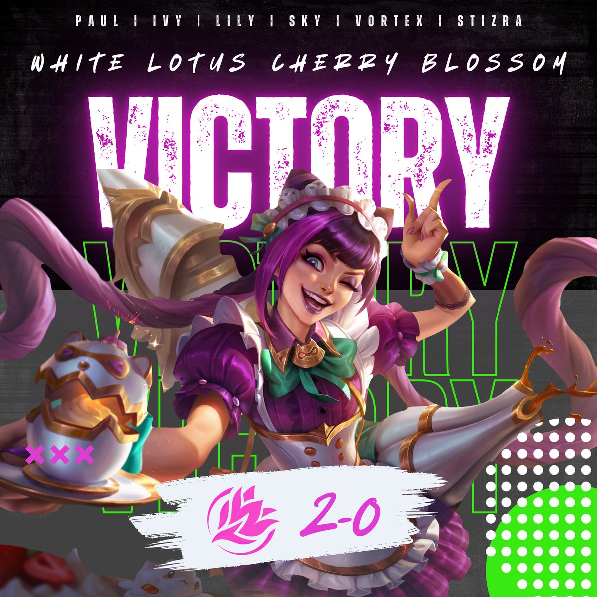 WhtLotusEsports's tweet image. White Lotus Cherry Blossom blooms under pressure!

They sweep Team Voltage 2-0 to cap off Week 5 of Titan Eternal in style.

@TitanEsportsNA 
#WLWIN #WLSZN