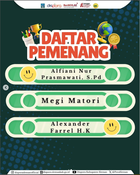 PoraSleman's tweet photo. Hallo Sobat pora ✊️

setelah sekian purnama, melewati verifikasi lapangan antar kapanewon, terbitlah pemenang motivator muda....
Selamat dan Sukses, Semoga dapat memotivasi Pemuda di wilayah kalian...

#motivatormuda
#disporasleman
#kabarsleman
#pemuda
#sleman https://t.co/uc94nJJpT6
