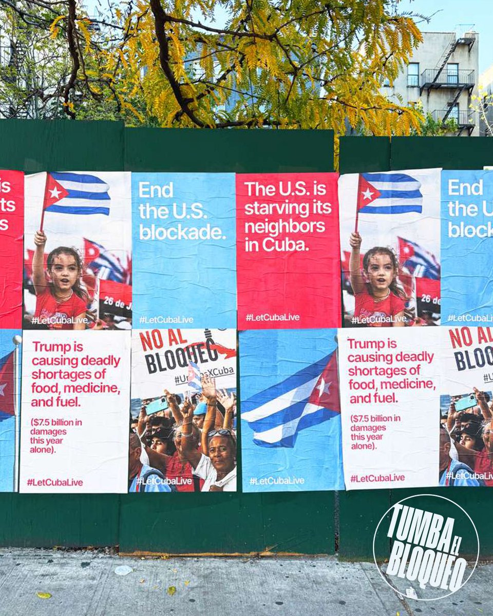 Bruno Rodríguez P (@brunorguezp) on Twitter photo Nueva York amaneció empapelada con carteles que denuncian el bloqueo del gobierno de EEUU contra Cuba y reclaman su fin, a dos día de la votación en la #AGNU del proyecto de resolución que pide el fin de esa política.
El debate ya está en la calle: #TumbaElBloqueo. Nueva York amaneció empapelada con carteles que denuncian el bloqueo del gobierno de EEUU contra Cuba y reclaman su fin, a dos día de la votación en la #AGNU del proyecto de resolución que pide el fin de esa política.
El debate ya está en la calle: #TumbaElBloqueo.