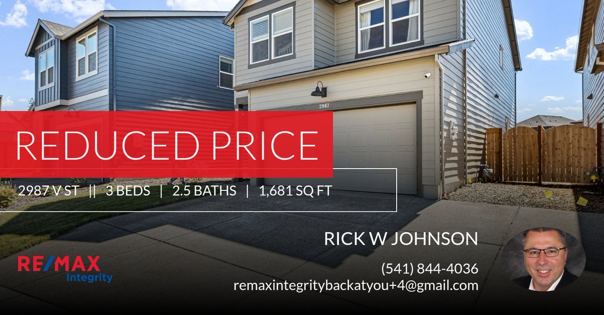 JohnsonWRick's tweet photo. 📍 Reduced Price 📍 This recently reduced home at 2987 V St in Springfield won't last long, so, don't wait to set up a showing! Reach out here or at (541) 844-4036 for more information! https://t.co/I1y3EV3A0m https://t.co/5f5QjlAkbQ