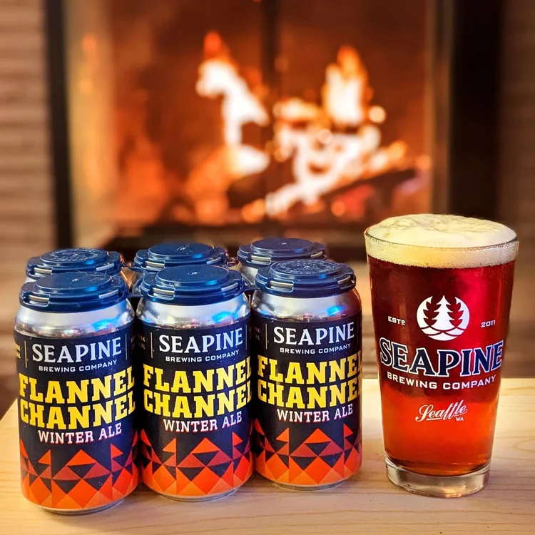 Flannel Channel Winter Ale from Seapine Brewing Company is here! Seapine brews their award-winning beer in Seattle, WA.

The amber colored winter ale is brewed with cascade hops and has a solid malt backbone. Warm up with Flannel Channel. 🔥🍺