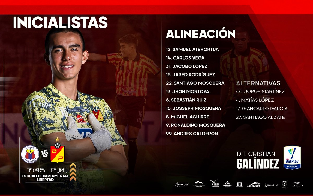 📋Esta es la alineación del Grande Matecaña. 🔴🟡 ¡Vamos, Depor!