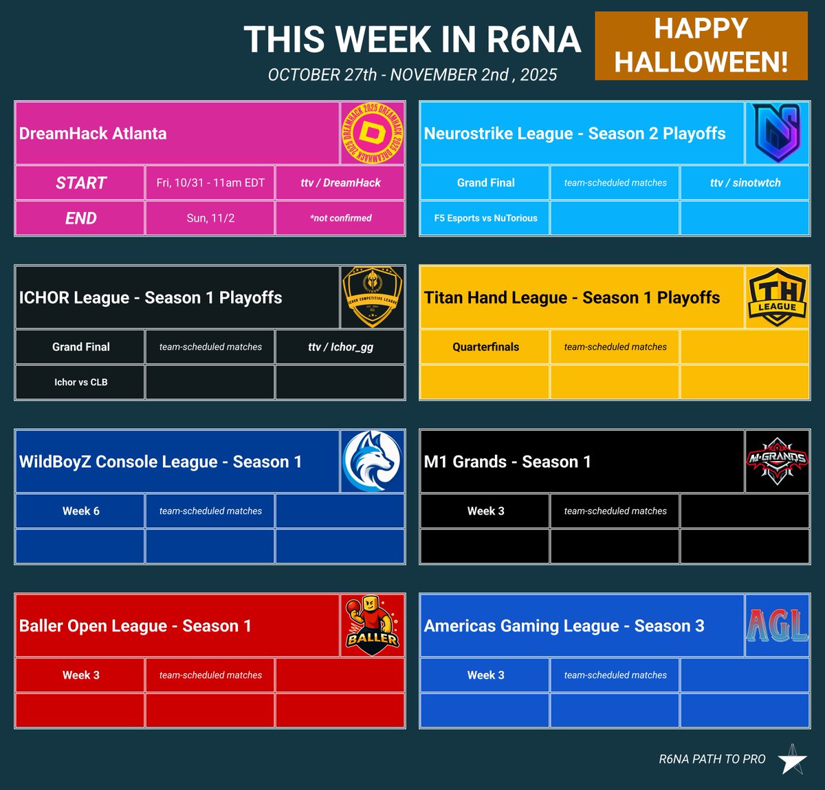📅THIS WEEK IN R6NA

Week of October 27th, 2025 🎃