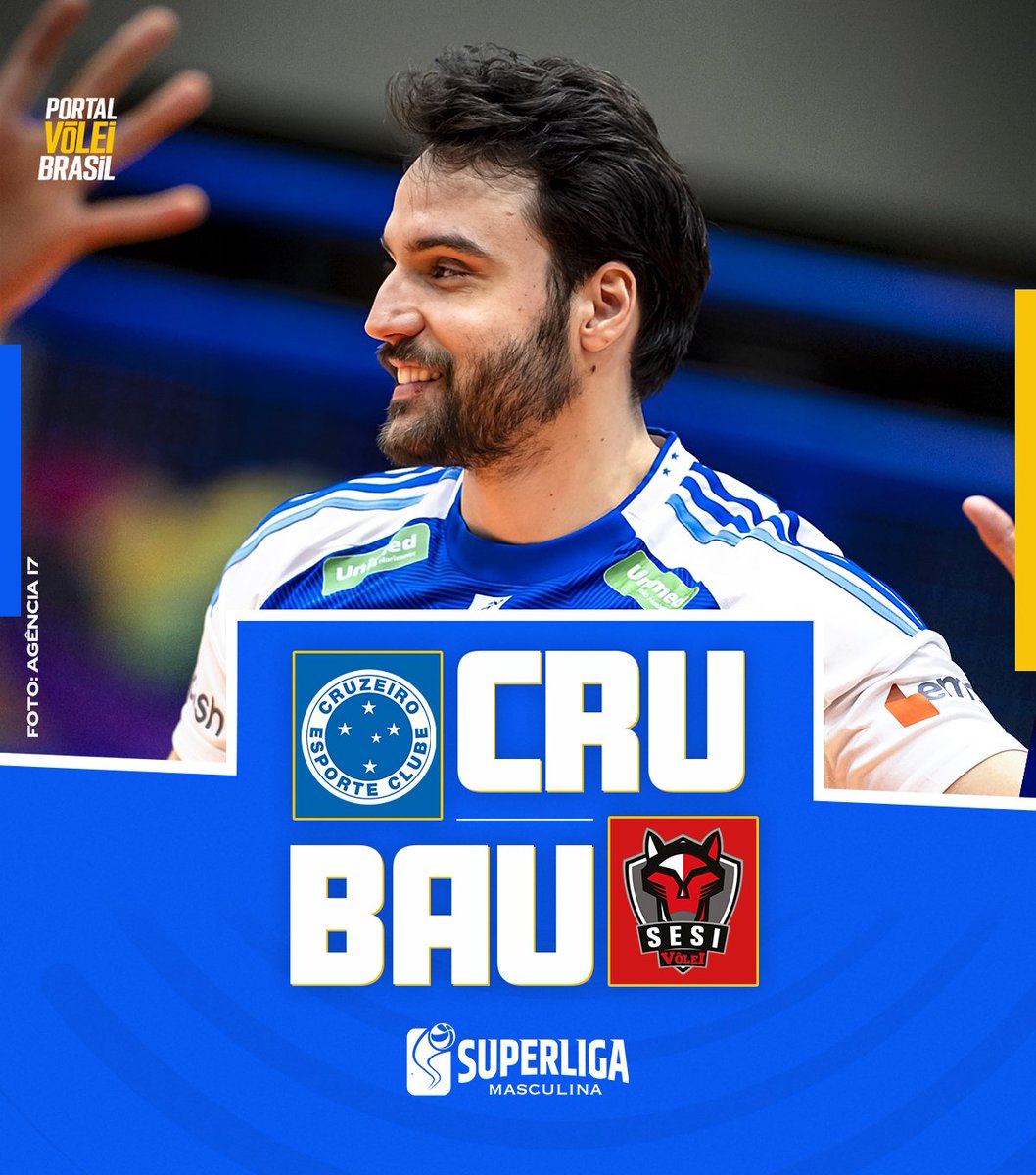 🏐 🔵 SADA CRUZEIRO x SESI BAURU 🔴

🏆 Superliga | Masculina
➡️ Rodada 02 (turno)
📆 27/10/2025 (segunda)
⏰ 21h00
🏟️ Riacho
📍 Contagem - MG
📺 SporTV2 e VBTV (vb.tv)