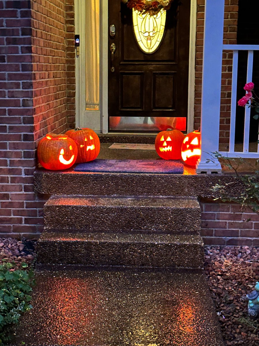 Grandkids over for pumpkin carving tonight, nice results