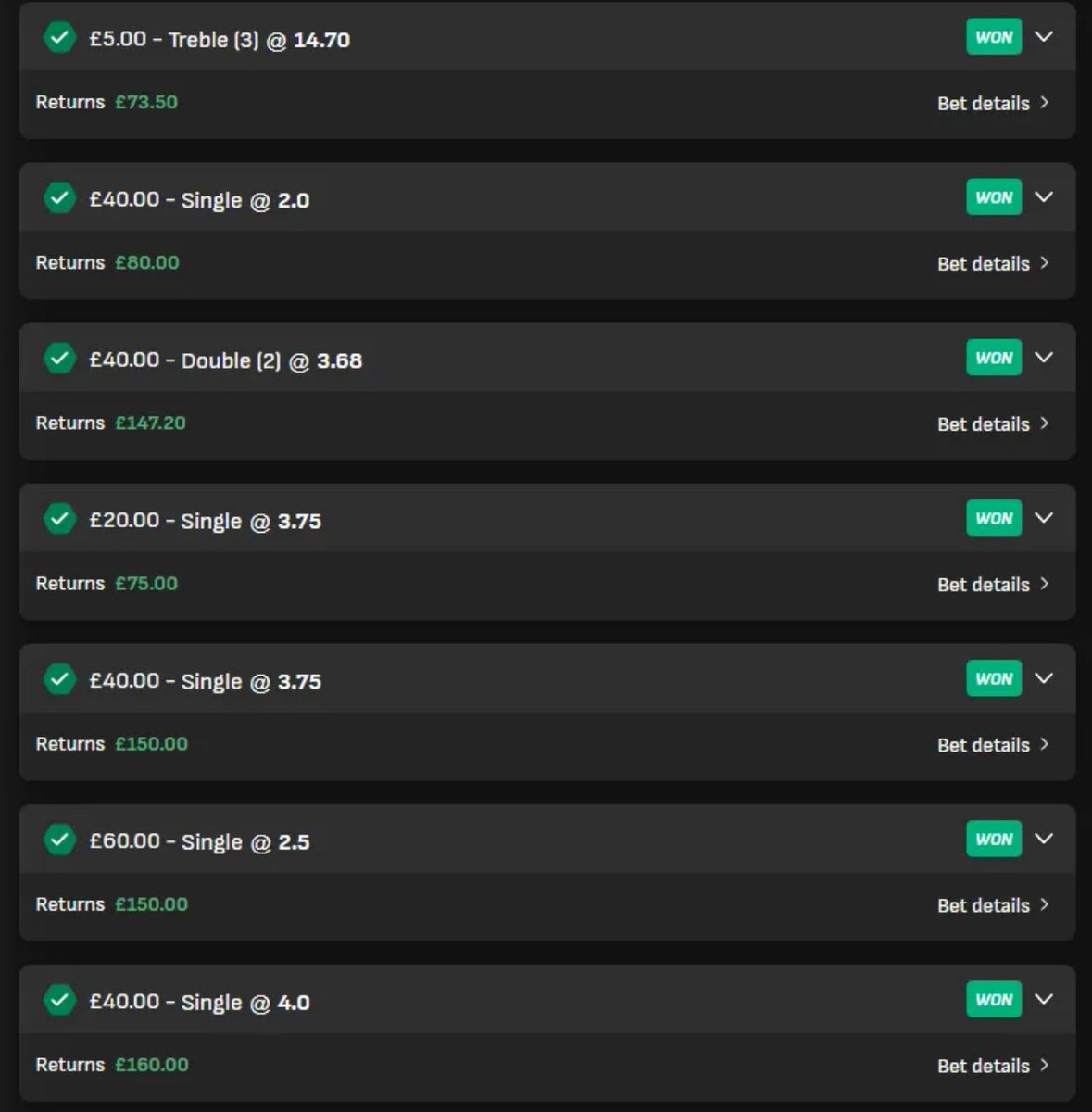 CRAZY START TO THE WEEK 🤯

Just under 60 units profit on greyhounds tonight with all our members making hundreds if not thousands 💰

Let us show you how you can make your weekly income in one night of betting

5 DAY FREE TRIAL LINK BELOW:
whop.com/checkout/plan_…

FREE DISCORD: