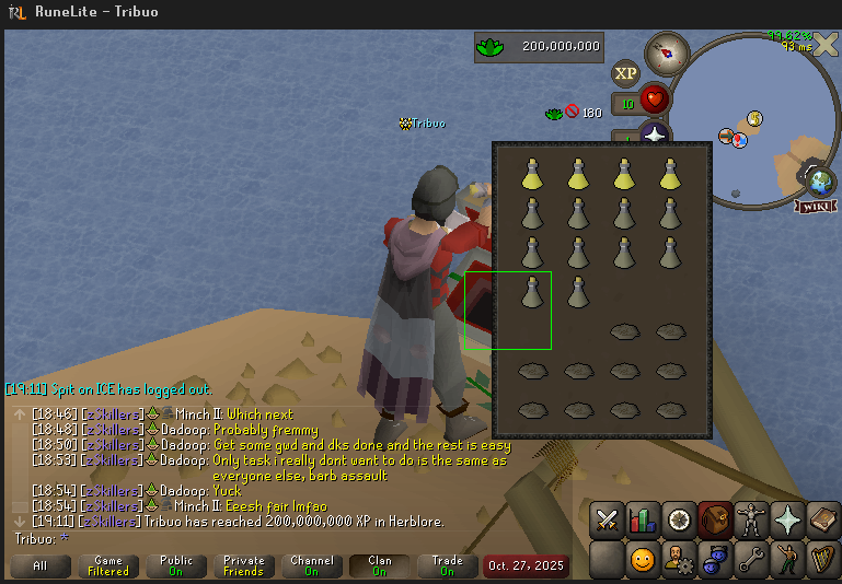 Tribuo's tweet photo. 200m herblore 👽 (11/15) https://t.co/xbvPY2ziRo