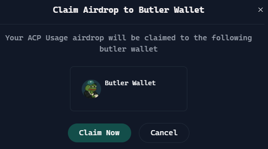 Your share of the 3% Virtuals Ecosystem Participation airdrop, currently awarded for use of ACP/ Butler through ACP points, is now claimable only to your Butler wallet. 

You'll have to instruct butler directly if you want to sell/ transfer. Quite a smart way for Virtuals to up