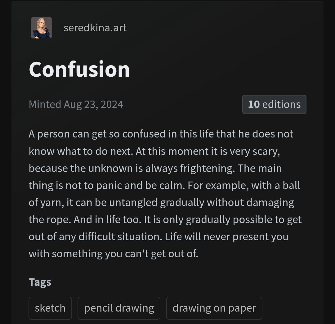 seredkina_art's tweet image. "Confusion" #TezosCommunity 
pencil drawing 
▪︎ 5 tezos ❤️🔥
#TezosArts 8/10 ed
