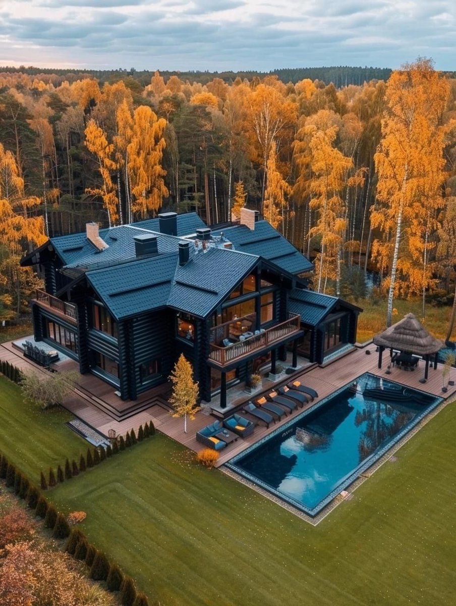 Black country house.