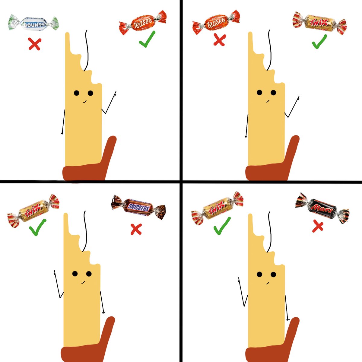 Just in time for Halloween, a round of This or That to rank some common candy options. Obviously candy corn is best but unavailable in the UK, so #doodlewax stuck to chocolates for now.