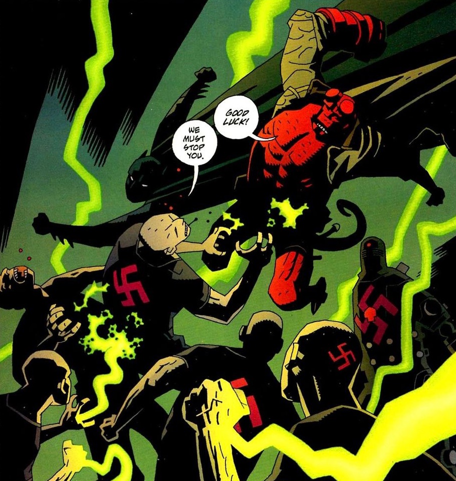 πΏπ΄ππ΄π π±ππΈπΆπΆπ ποΈ #ππΎπΈπ¨ πͺπΊπ¨π¦π¬π± (@thepeterbriggs) on Twitter photo Anytime Hellboy (assisted here by Batman) punches out Nazi Fascists, I am of course contractually obligated to promote him.  
(I mean, I did christen him.) Anytime Hellboy (assisted here by Batman) punches out Nazi Fascists, I am of course contractually obligated to promote him.  
(I mean, I did christen him.)