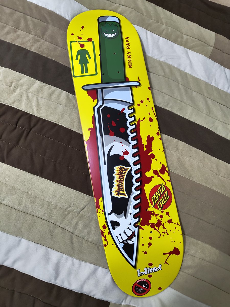 purpimpala's tweet photo. @StreetLeague &amp; @skate made me cop a new deck, got creative with that Girl sticker, janky asf but we lit #RIPBlind https://t.co/R7018N0Wb5