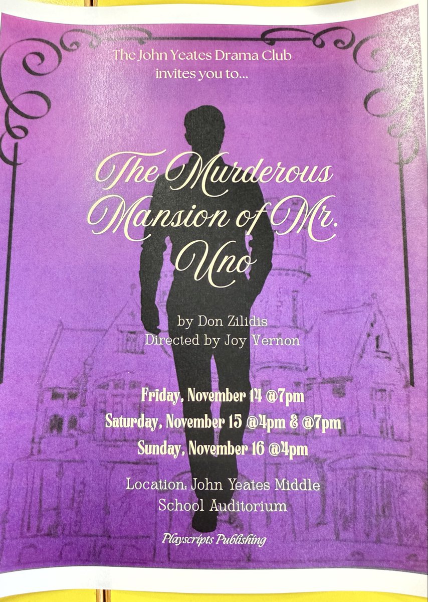 Please support our Theatre students on  Friday , November 14th @ 7 pm , Saturday 15th <a href="/4/">w</a> pm &amp; 7 pm, and Sunday , November 16th <a href="/4/">w</a> pm . Ticket cost $4.99 , cash only . #theatre #middleschool