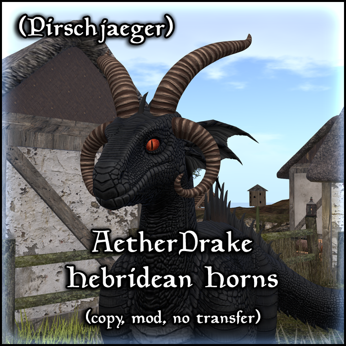 Hebridean Horns for ATC AetherDrake, based on the horns of the Hebridean/Jacob's Sheep.
marketplace.secondlife.com/p/Pirschjaeger…