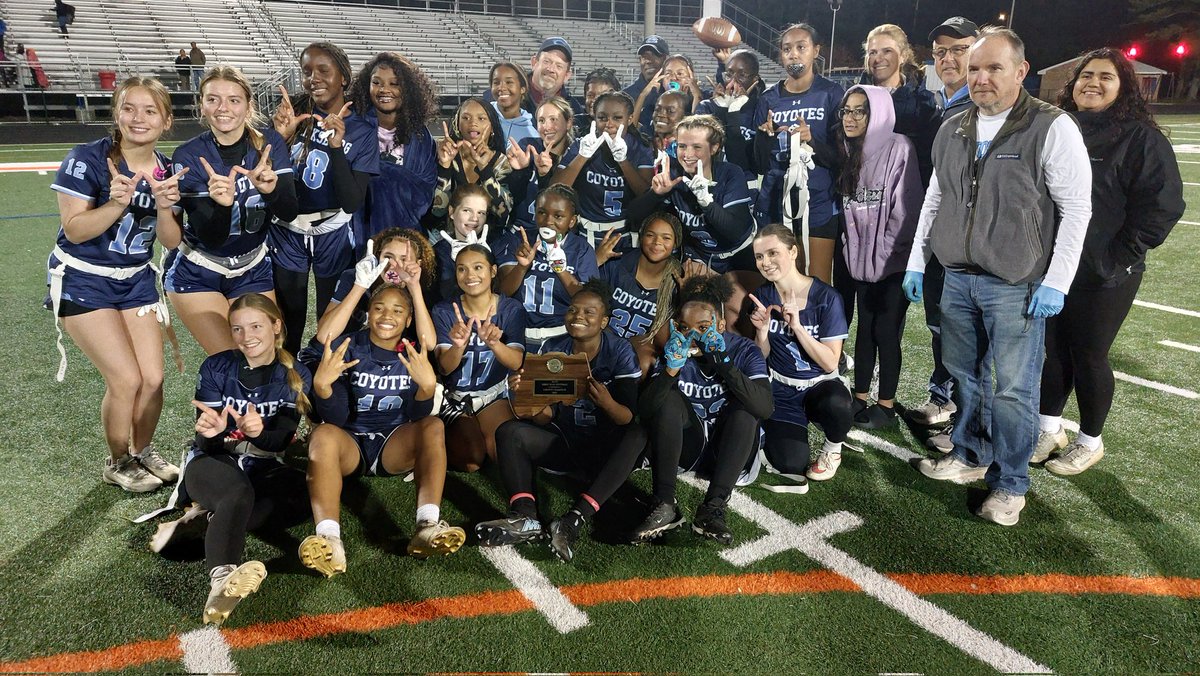 CHSCoyotes's tweet photo. Congratulations to our Flag Football team on winning the County Championship 42-8 over Paint Branch!  Way to go Coyotes on winning back to back County Championships! Congrats to the team, Coach Landefeld and his staff! https://t.co/RXPjSXt6X0