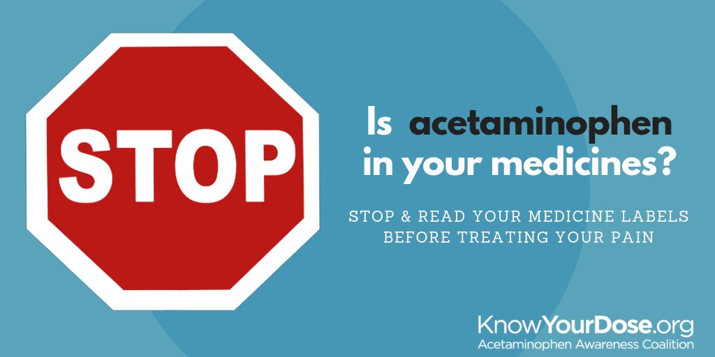 STOP! Did you know taking too much #acetaminophen can lead to #liverdamage? Always read and follow your medicine labels to avoid an accidental overdose of acetaminophen. Learn more: bit.ly/KYDlabel
